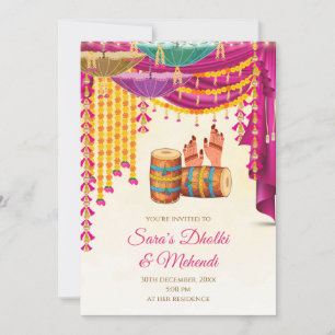 Digitale Mehndi uitnodiging & Mendhi Night uitnodi