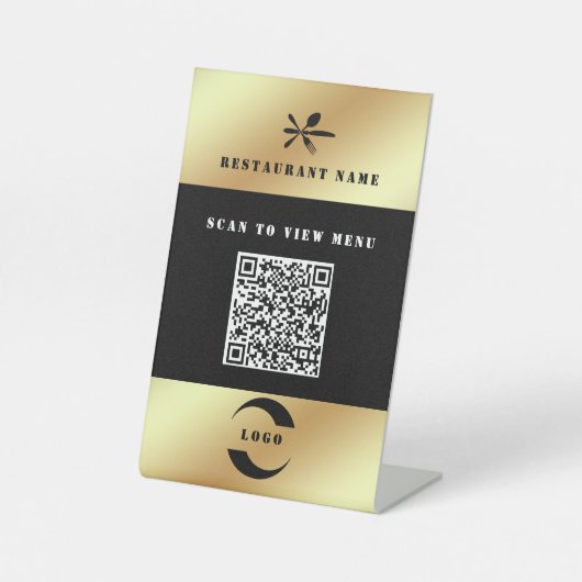 Digitale Menu QR-code Reclamebord Met Voetstuk (Voorkant)