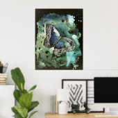 digitale monboogvlinder moderne kunstdrukkunst poster (Thuiskantoor)