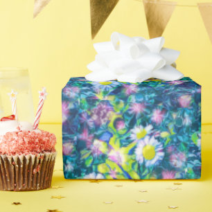 Digitale Natuur Bloem, Madeliefje Blues Cadeaupapier
