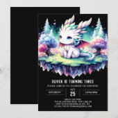 Digitale Natuur Dragon Birthday Kaart (Voorkant / Achterkant)