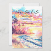 Digitale nautische strand bruiloft save the date (Voorkant)