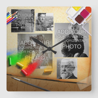 Digitale of Instagram 5-foto Artistieke wandklok Vierkante Klok