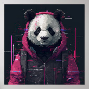 Digitale Panda Hacker Pixel Art Avatar Poster