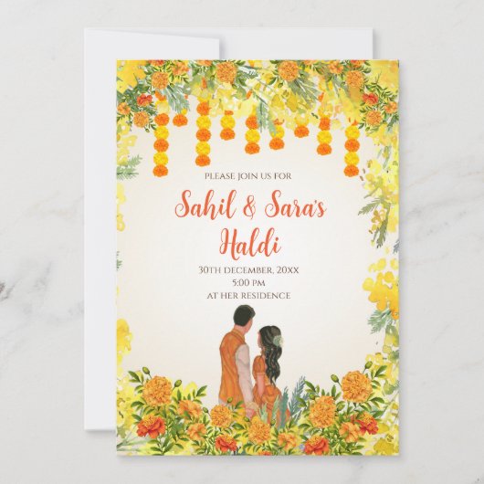 Digitale Pithi uitnodigingen & Digitale Haldi uitn (Voorkant)