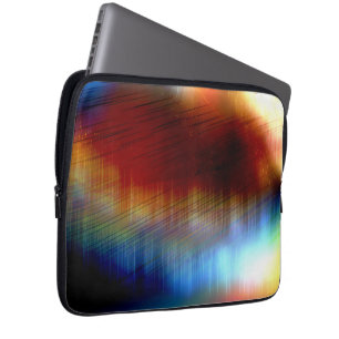 Digitale regen over flitskleurige spotjes laptop sleeve