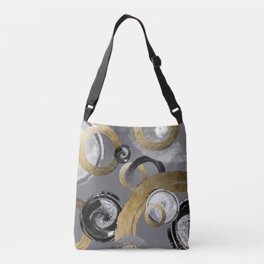 Digitale, robuuste gouden ringen - zwarte en witte crossbody tas (Achterkant)