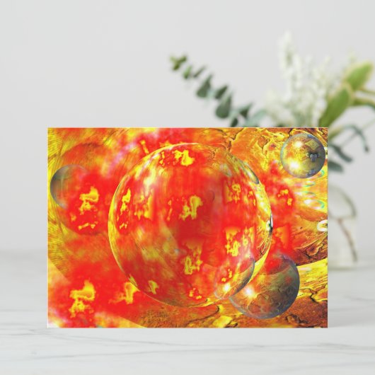 Digitale rode Abstracte uitnodiging (Staand voorkant)