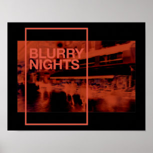 Digitale rode kleur: vage nachts poster