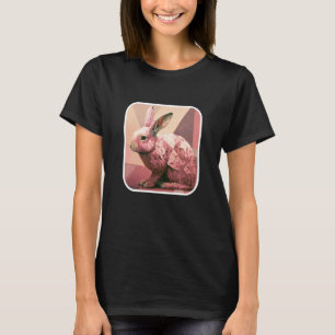 Digitale roze konijn Modern Bunny Pixel Animal Ske T-shirt