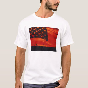 Digitale samenstelling van de Amerikaanse vlag T-shirt
