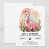 Digitale Schattigee Grappige Dinosaurus Meisje Ver Kaart (Voorkant / Achterkant)