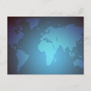 Digitale Stippen Wereldkaart Gradiënt Kunst Briefkaart