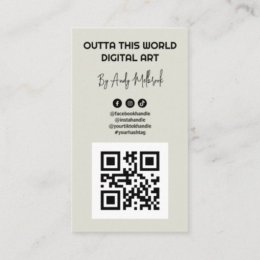 Digitale Surreal Artist QR-code Visitekaartje (Achterkant)