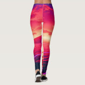 Digitale Synthwave Sunset Zee Reflectie Leggings (Achterkant)