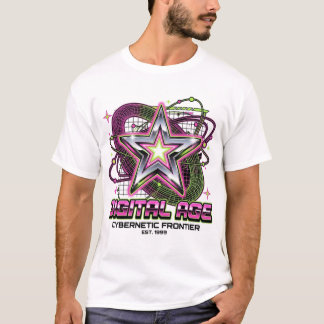 Digitale Tijdperk Acid Neon Roze & Groen Vector Gr T-shirt
