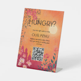 Digitale toegang Sunset Serenade Wedding Menu Reclamebord Met Voetstuk