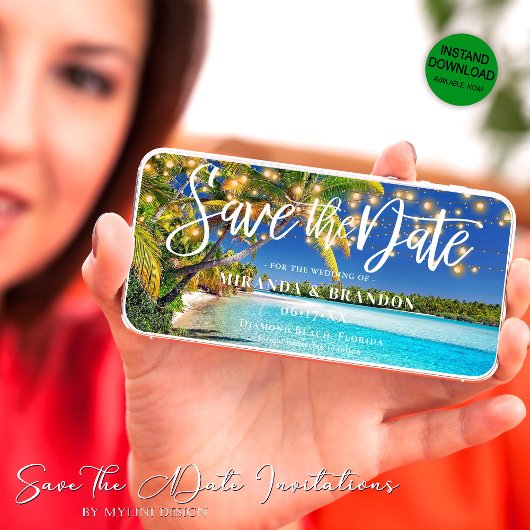 Digitale Tropische Strand Save the Date Uitnodigin