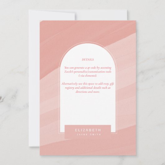 DIGITALE UITNODIGING BRUIDSSLUIER FEEST Roze Stof  (Achterkant)