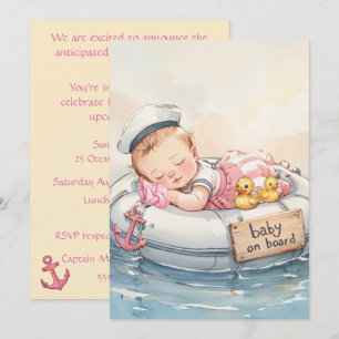 Digitale uitnodiging voor baby zeilmeisje
