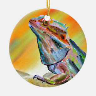 Digitale verf met chromatische draak keramisch ornament