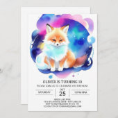 Digitale vossen in het bos Verjaardagsfeest Kaart (Voorkant / Achterkant)