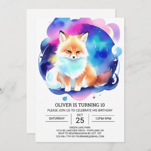 Digitale vossen in het bos Verjaardagsfeest Kaart (Voorkant / Achterkant)