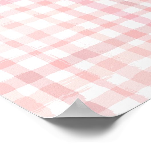 Digitale Waterverf Roze Check Paper Poster (Hoek)