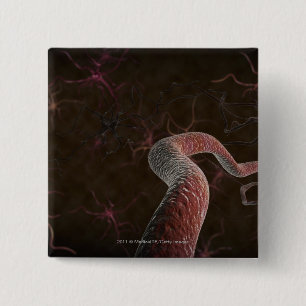 Digitale weergave van neuronen vierkante button 5,1 cm