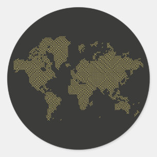 Digitale Wereldkaart Ronde Sticker