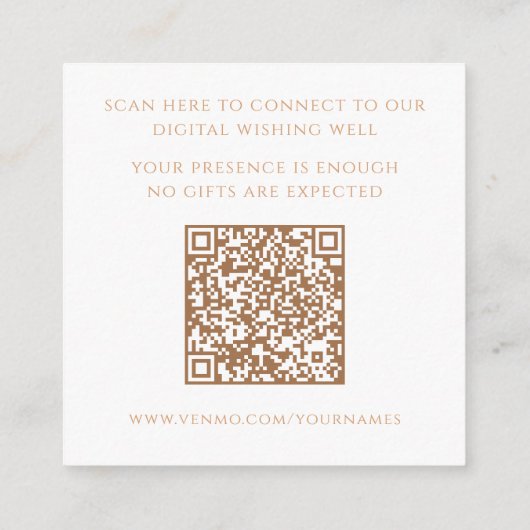 Digitale Wishing Well QR Code Bloemen Bruiloft Informatiekaartje (Achterkant)