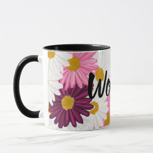 Digne tasse multicolore de marguerites (Gauche)
