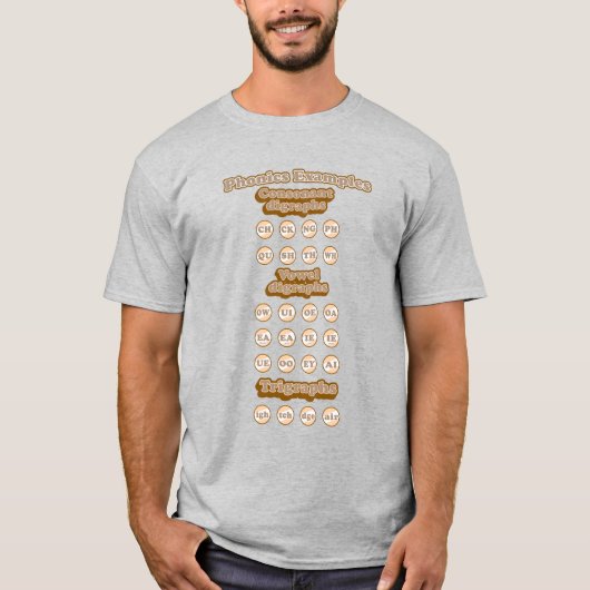 Digraphs, Trigrafen leren Engels Phonics T-shirt (Voorkant)