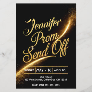 DIITY PROM SEND-OFF Glinsterende Gouden Stof Luxe Flyer