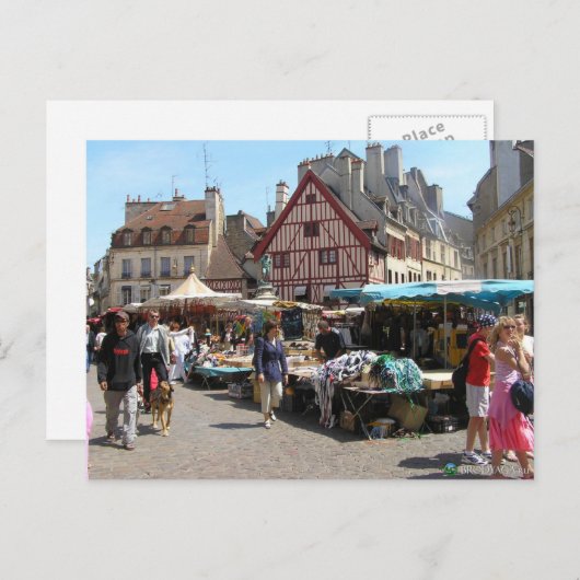 Dijon, marktdag briefkaart (Voorkant / Achterkant)