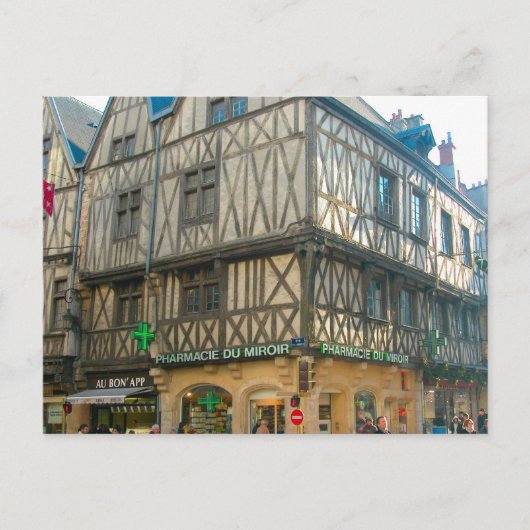 Dijon, middeleeuws gebouw gebruikt als apotheek briefkaart (Voorkant)