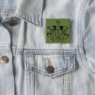 Dijsselhof - Vijf flamingo's, beeldende kunst, Vierkante Button 5,1 Cm