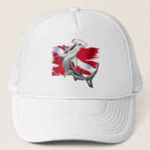 Dijvlag met hamerhaaienduiker omlaag trucker pet (Voorkant)
