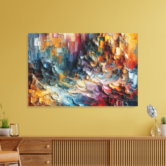 Dik gestructureerd verfpatroon canvas afdruk (Insitu (Woonkamer))