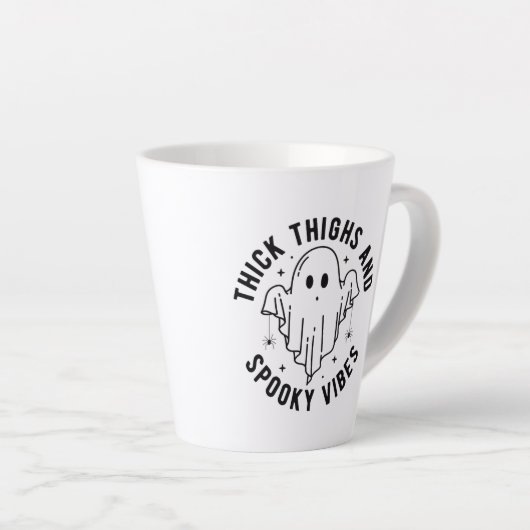 "Dikke dijen en griezelige vibes" Latte Mok (Rechterhoek)