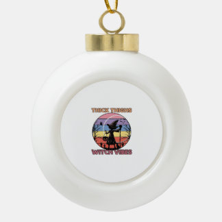Dikke Dijen Heks Vibes Halloween Pompoen Silhouet Keramische Bal Ornament
