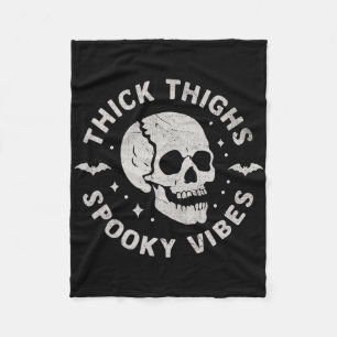Dikke Dijen Spooky Vibes Skull Funny Halloween Fleece Deken