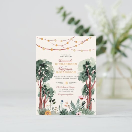 Dikke Donkere groene botanische bomen Eenduidige b Uitnodiging Briefkaart (Staand voorkant)