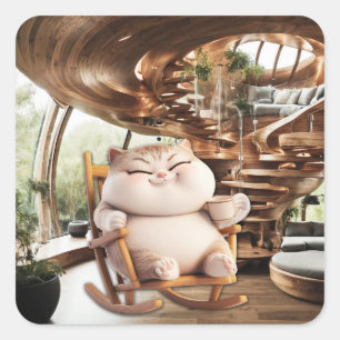 Dikke en bruisende koffietijd vierkante sticker