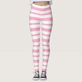 Dikke en Dunne Roze en Witte Strepen Leggings