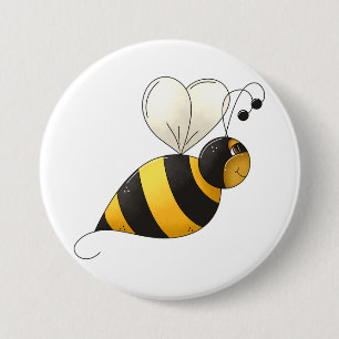Dikke Gevleugelde Hommel Ronde Button 7,6 Cm