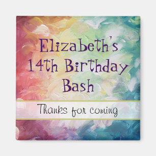 Dikke geweven Abstracte verf Dank u Verjaardag Magneet