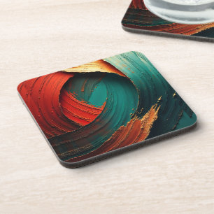Dikke Impasto Olie Geschilderde Abstract Bier Onderzetter