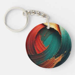 Dikke Impasto Olie Geschilderde Abstract Sleutelhanger