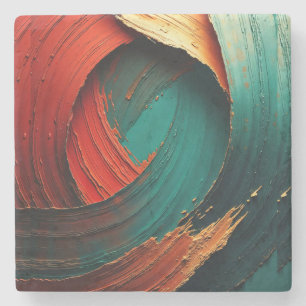 Dikke Impasto Olie Geschilderde Abstract Stenen Onderzetter